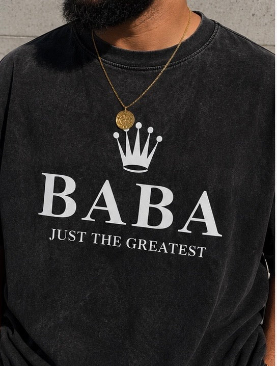 Baba Just The Greatest Oversized Acid Wash Tee
