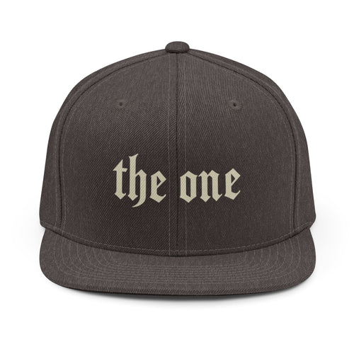 'The One' Snapback Hat — Gothic Script Flat Brim Cap