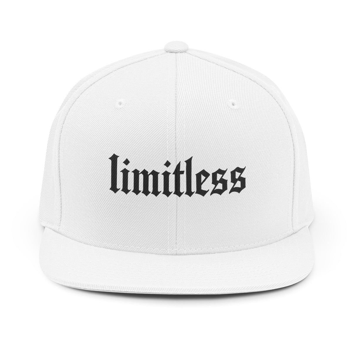 Limitless Snapback Hat — Gothic Script Embroidered Trucker Cap