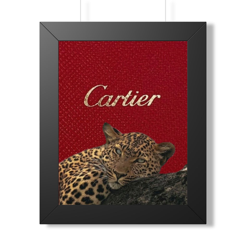 Framed Poster — Luxe Leopard 'Cartier' Vertical Wall Art