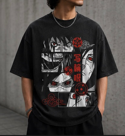 Uchiha family Sharingan Rage Acid Wash Oversized Tee