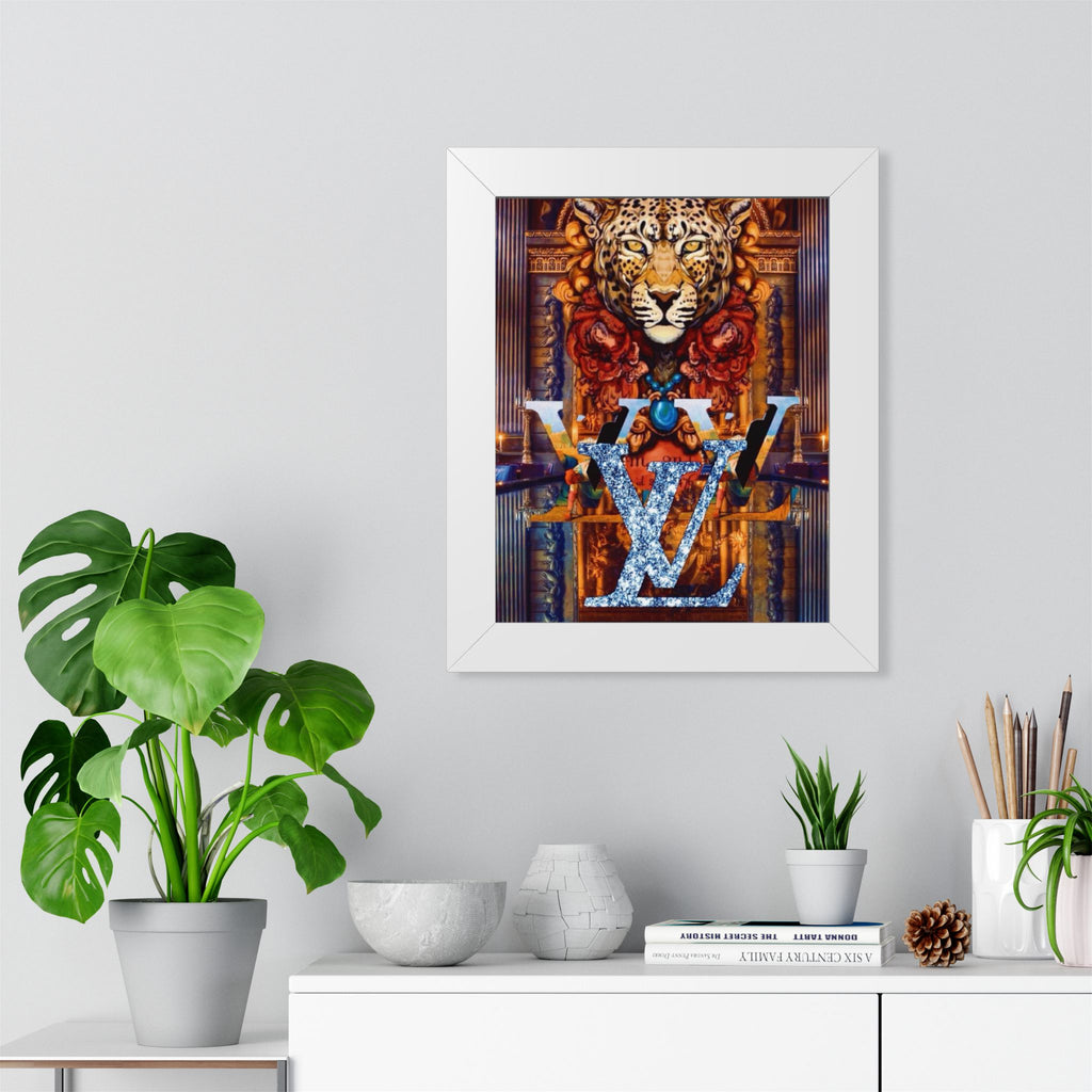 Framed Poster — Luxury Leopard & Crystal Monogram Wall Art