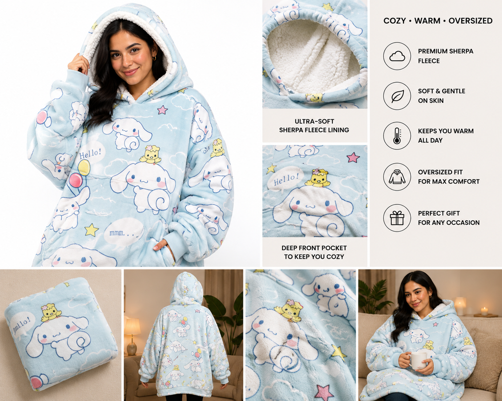 Cinnamoroll Blue Oversized Blanket Hoodie