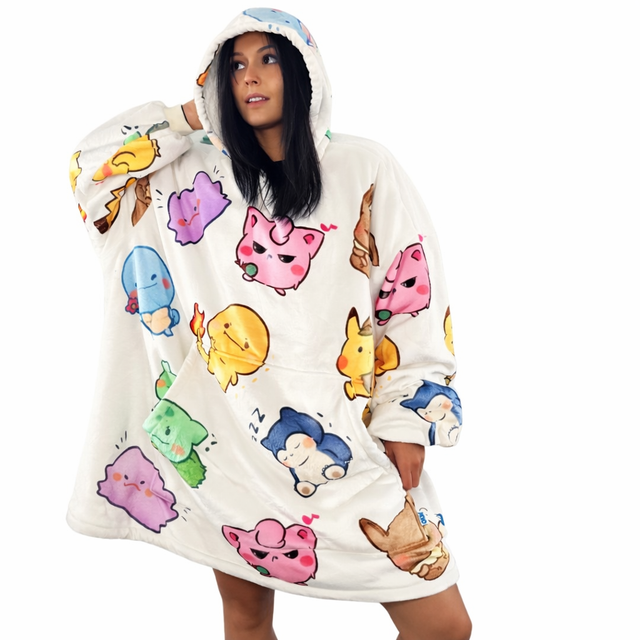 Pokémon Oversized Blanket Hoodie | Ultra Soft Wearable Fleece Hoodie Blanket