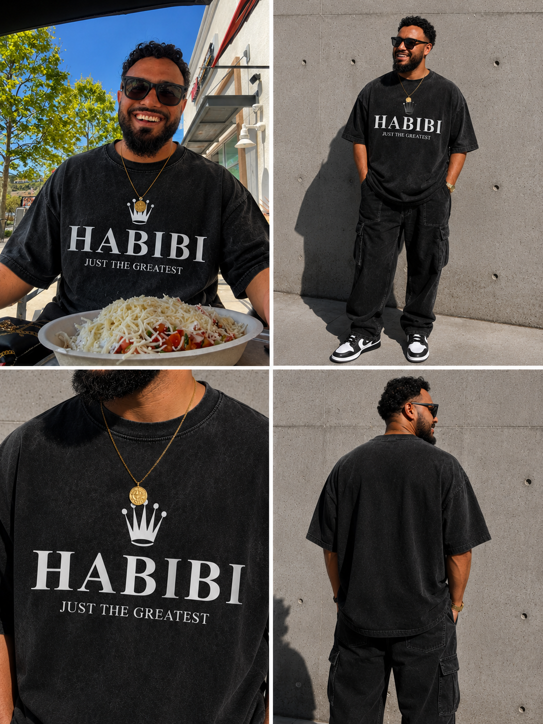 Habibi Just The Greatest Oversized Acid Wash Tee