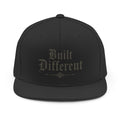 Built Different Snapback Hat — Vintage Gothic Embroidered Cap