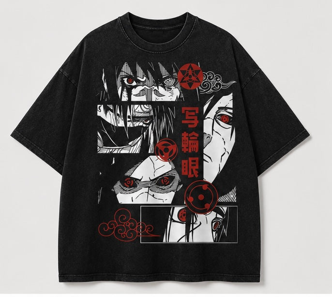 Uchiha family Sharingan Rage Acid Wash Oversized Tee
