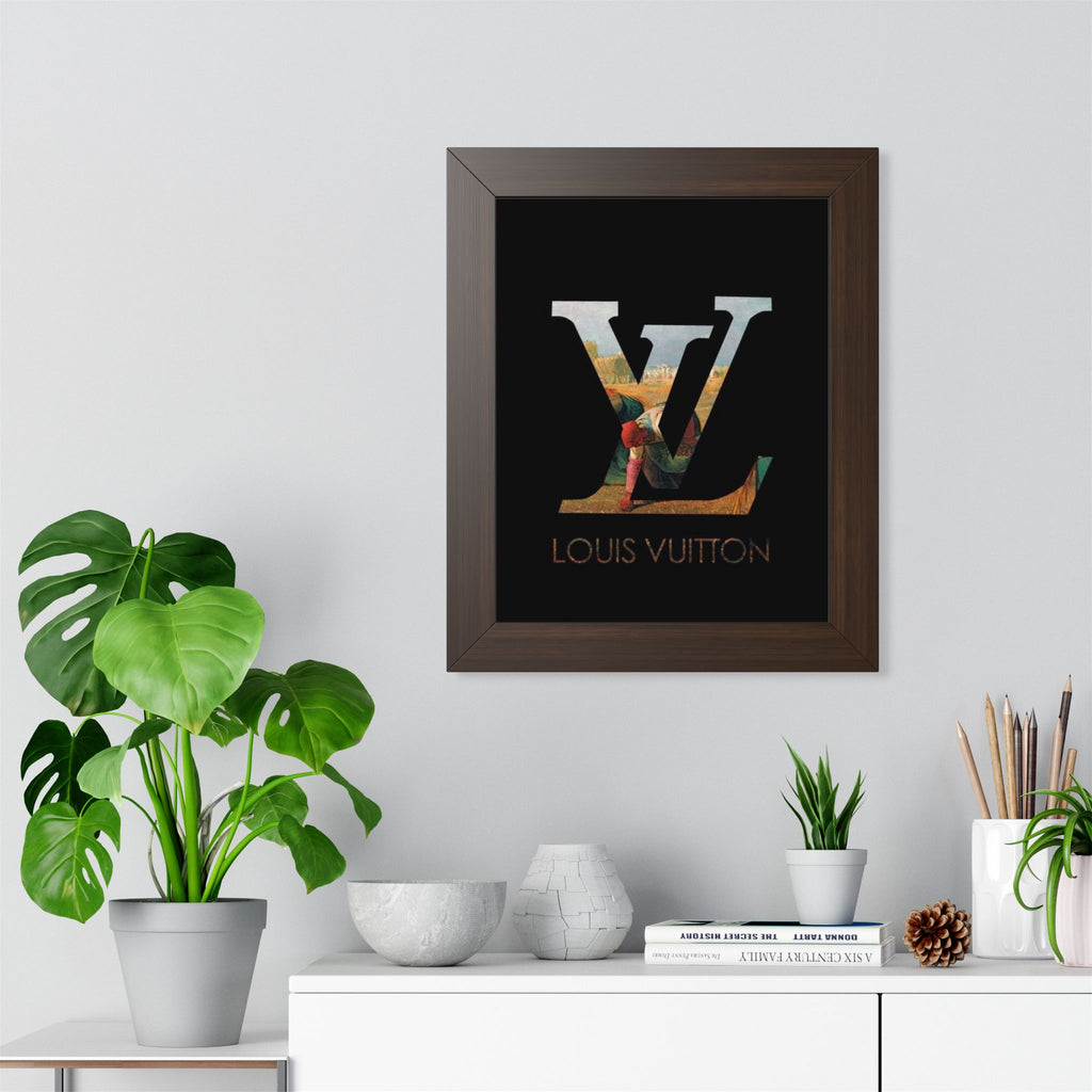 Framed Poster — Louis Vuitton LV Logo Art Print (Vertical, Luxury Fashion Wall Decor)