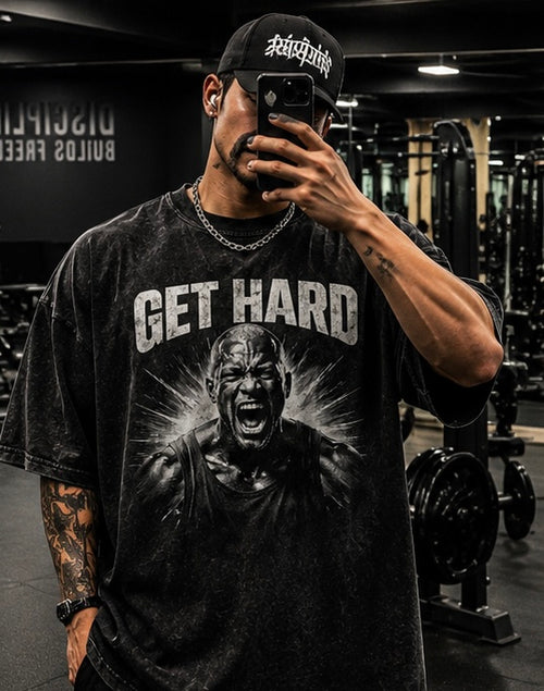 david goginsGet Hard Oversized Acid Wash Tee