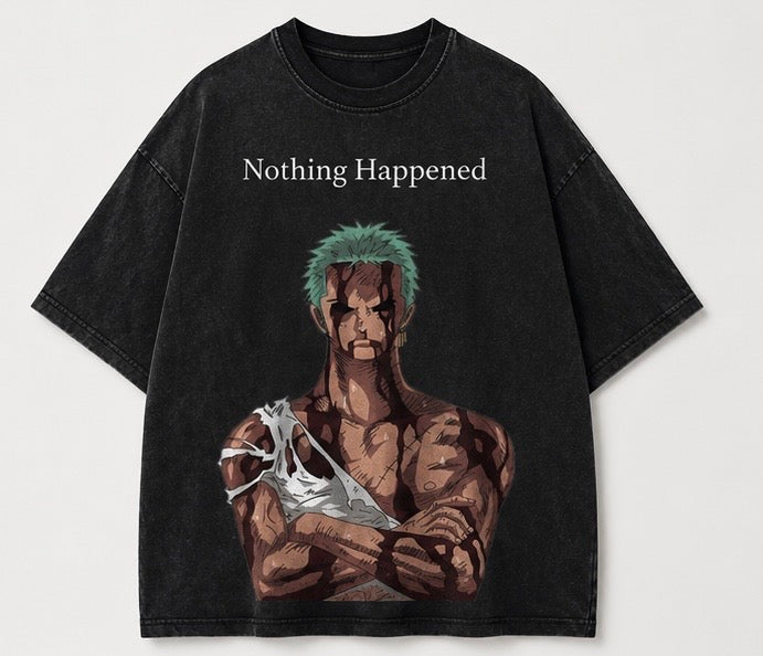 zoro Nothing Happened Oversized Acid Wash Tee