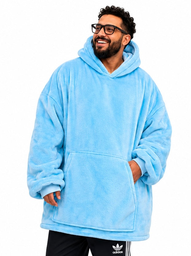 Sky Blue Oversized Blanket Hoodie | Ultra Soft Wearable Fleece Hoodie Blanket