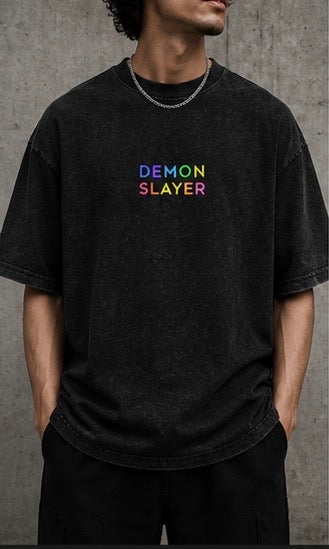 Demon Slayer Neon Oversized Acid Wash Tee