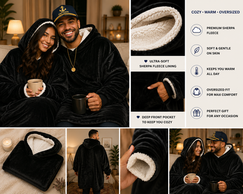 Black Oversized Blanket Hoodie