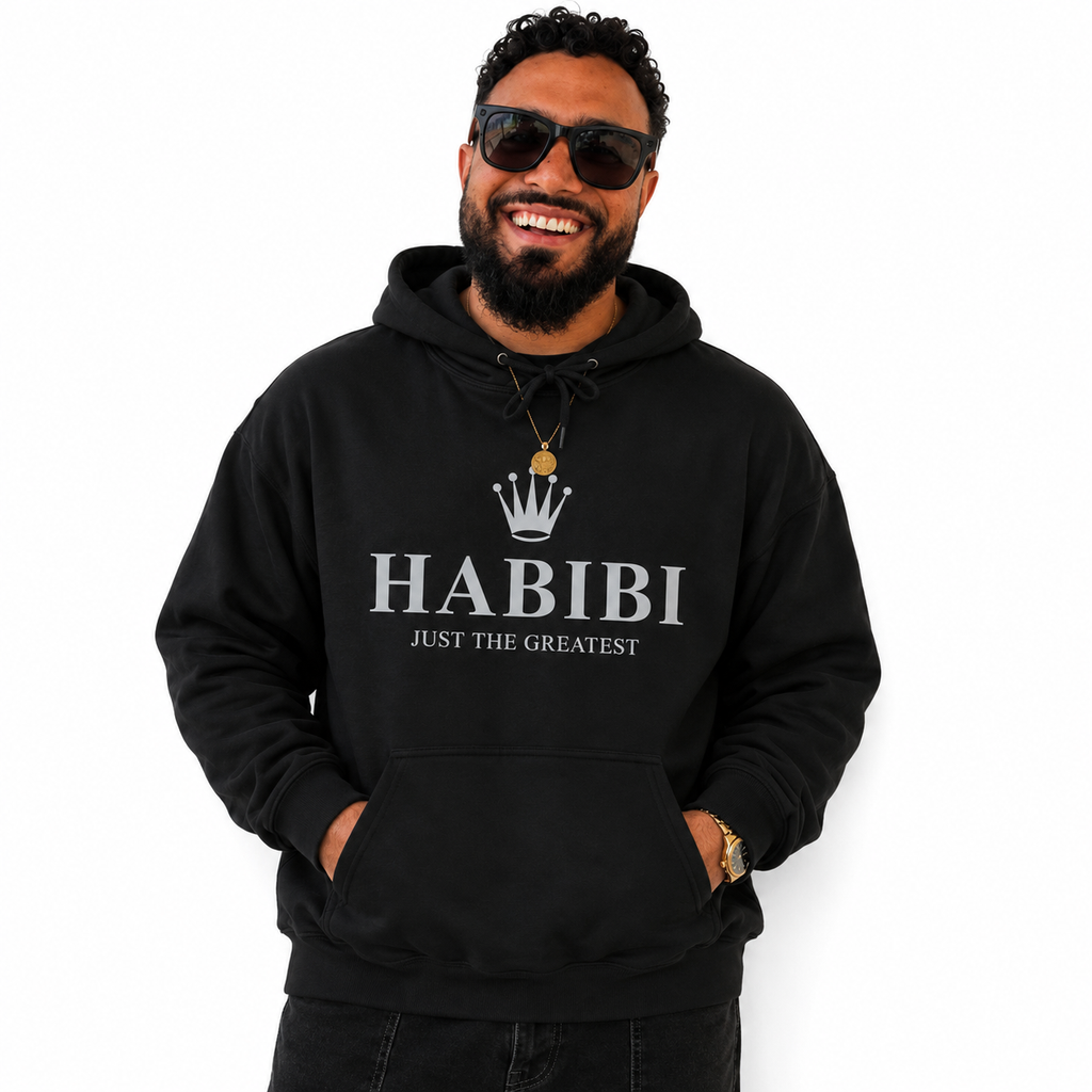 Habibi just the greatest Crown Hoodie — 'Habibi' Typography Hooded Sweatshirt for Loved Ones