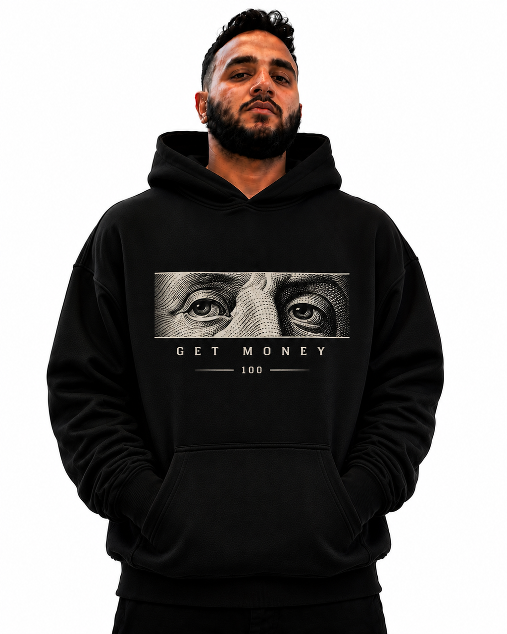 Get Money Hoodie — Benjamin Eyes Graphic Hooded Sweatshirt