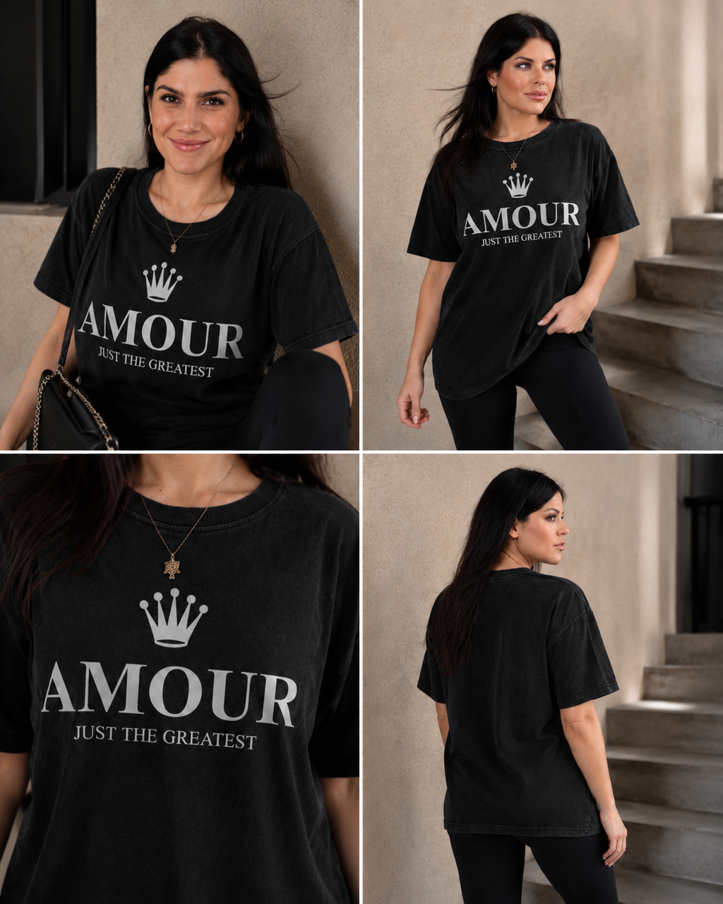 couple unisex Amour Just The Greatest Oversized Acid Wash Tee