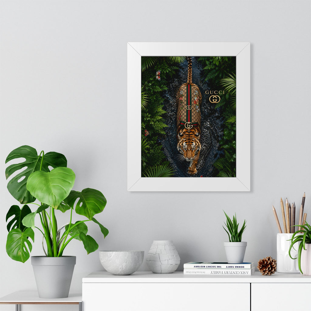 Framed Poster — Luxury Tiger Gucci-Inspired Wall Art
