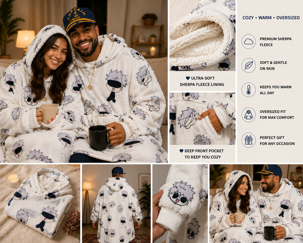 Gojo Inspired Oversized Blanket Hoodie