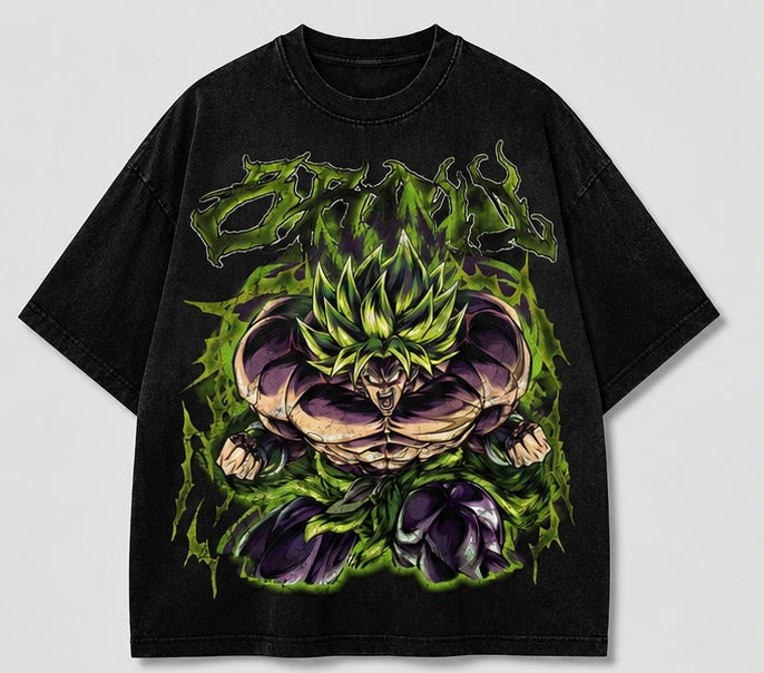 Broly Rage Acid Wash Oversized Tee