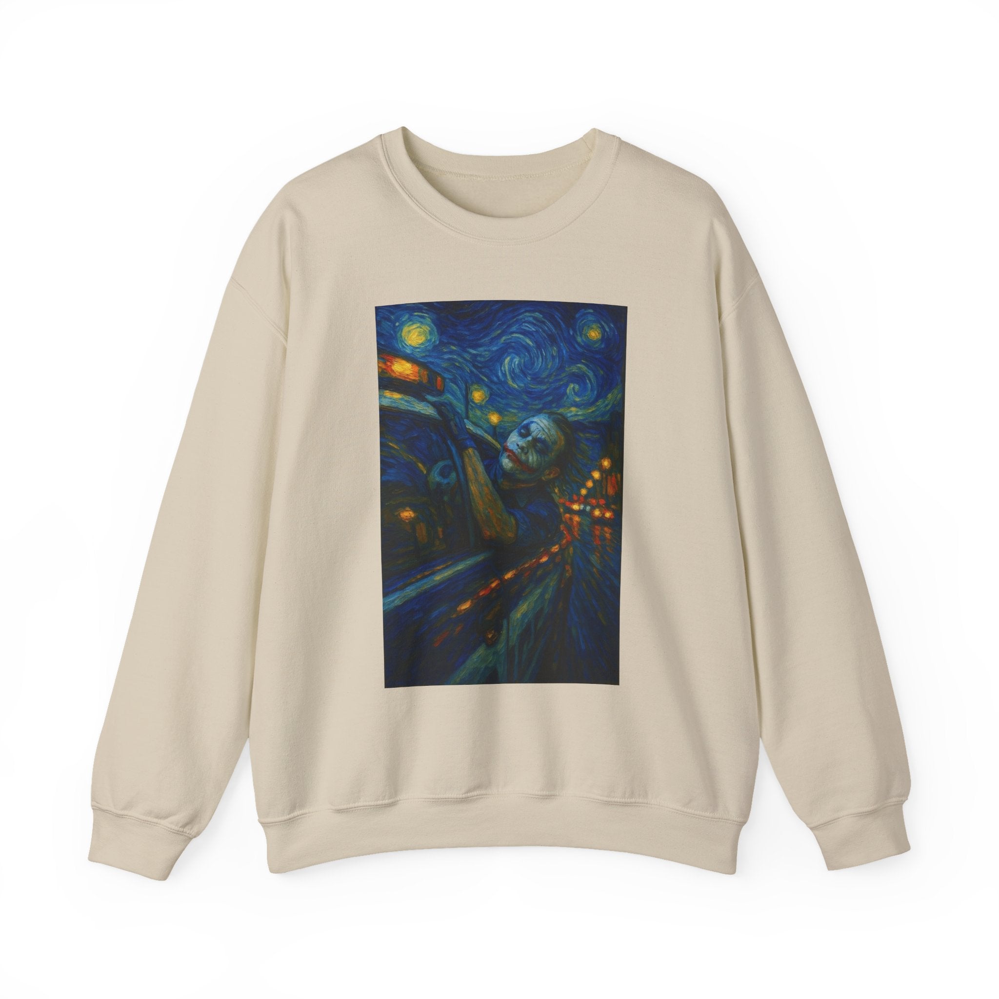 joker Starry Night Cityscape Sweatshirt | Van Gogh Inspired Art Print