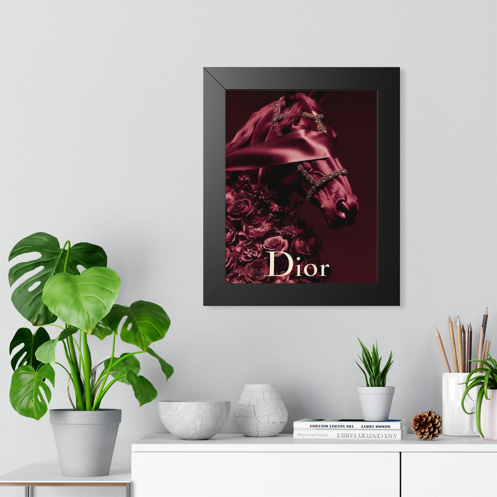 Framed Poster - Luxe Burgundy Dior Horse Art Print
