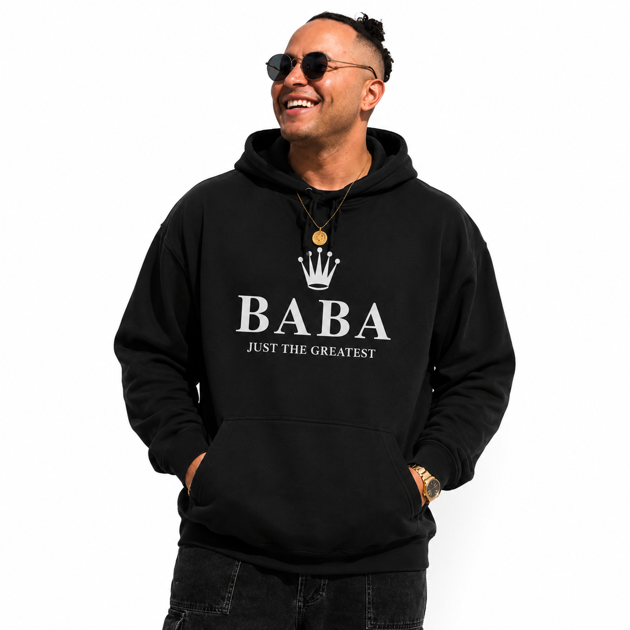 Baba just the greatest Crown Hoodie — "BABA Just The Greatest" Minimalist Family Pride Sweatshirt