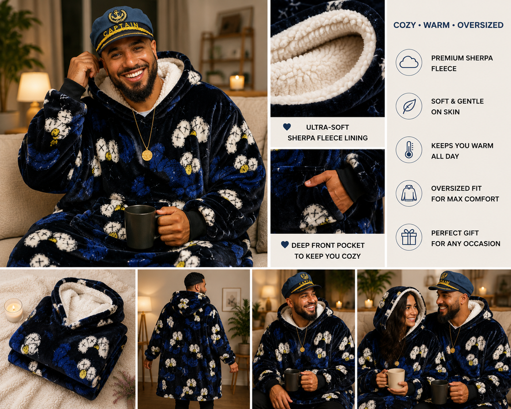 KAWS Elmo Blue Oversized Blanket Hoodie