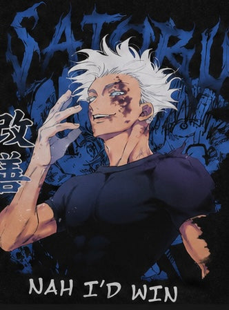 Gojo Nah I’d Win Acid Wash Oversized Tee