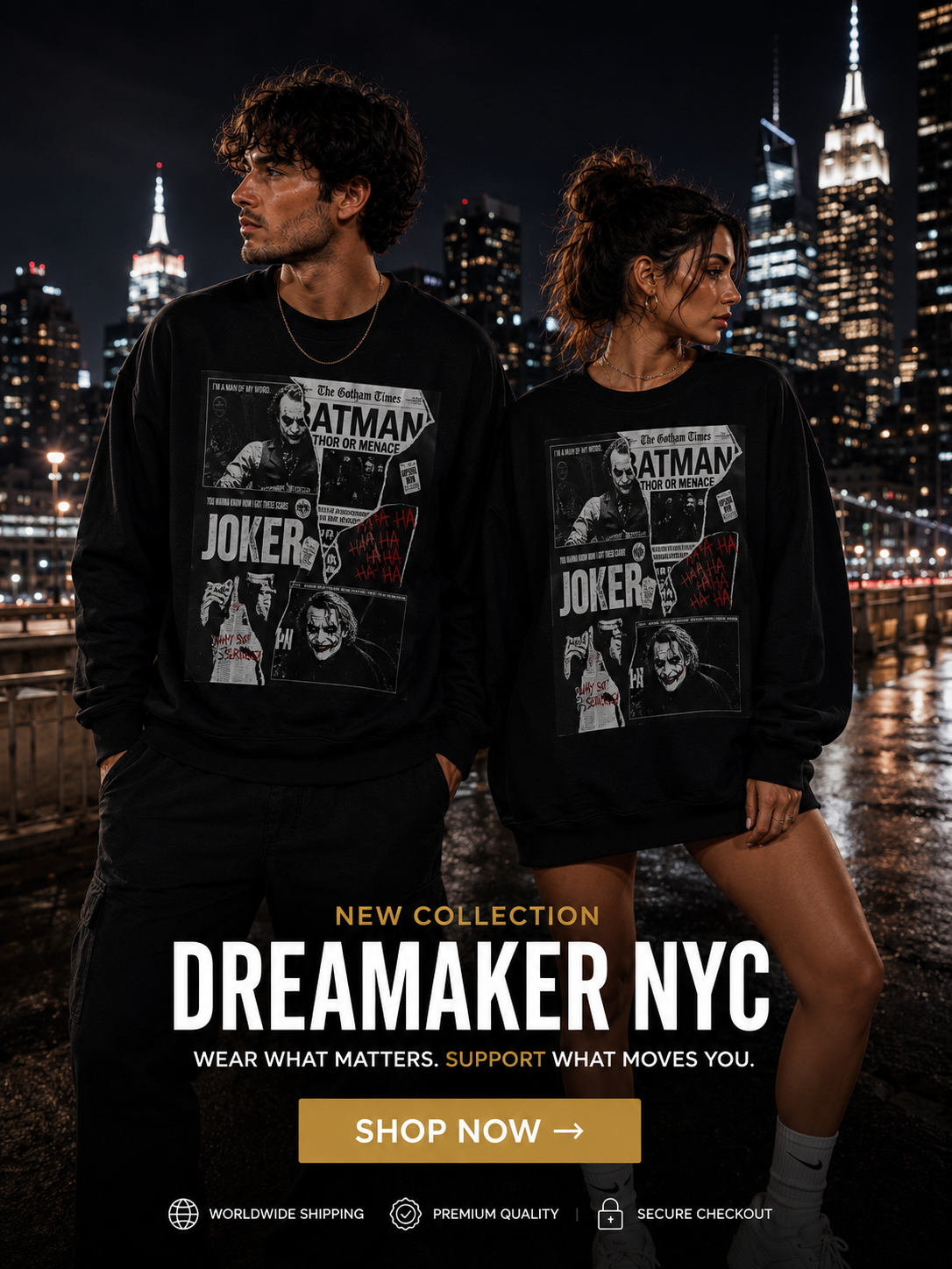 Joker collage Crewneck Sweatshirt | comic newspaper graphic