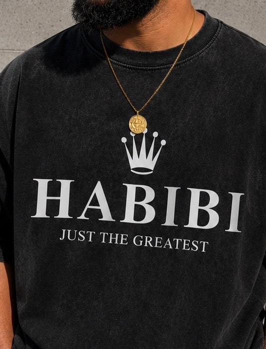 Habibi Just The Greatest Oversized Acid Wash Tee