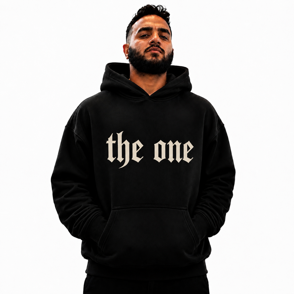 The One Hoodie — Minimal Gothic Script Pullover