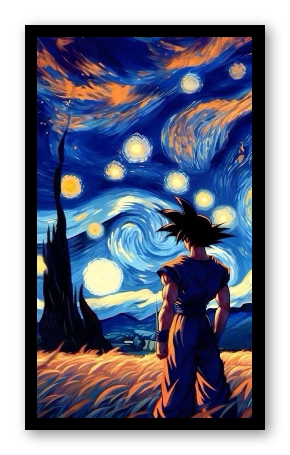 Goku Under the Starry Night – Anime Art Poster