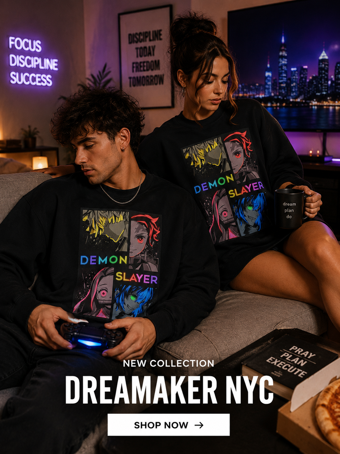 Demon Slayer character collage Crewneck Sweatshirt | Anime graphic pullover