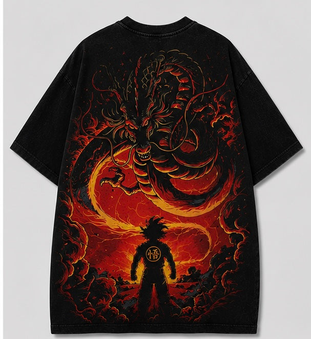 Goku Dragon Awakening Oversized Acid Wash Tee