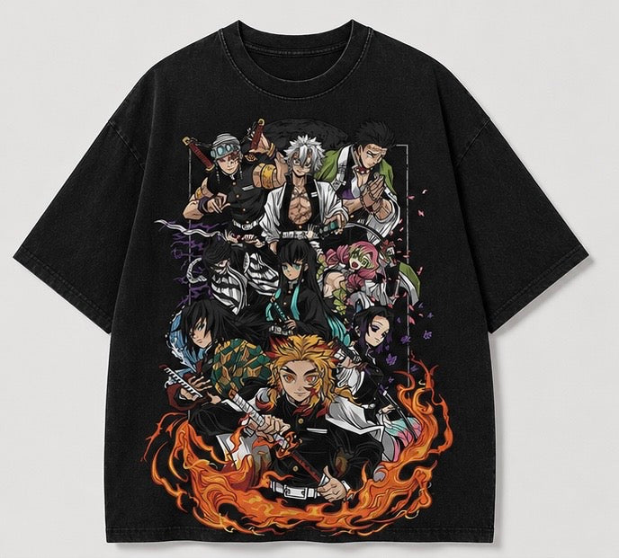 Demon Slayer Hashira Oversized Acid Wash Tee