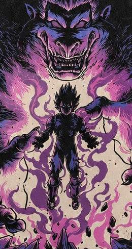 Vegeta Primal Rage Oversized Acid Wash Tee