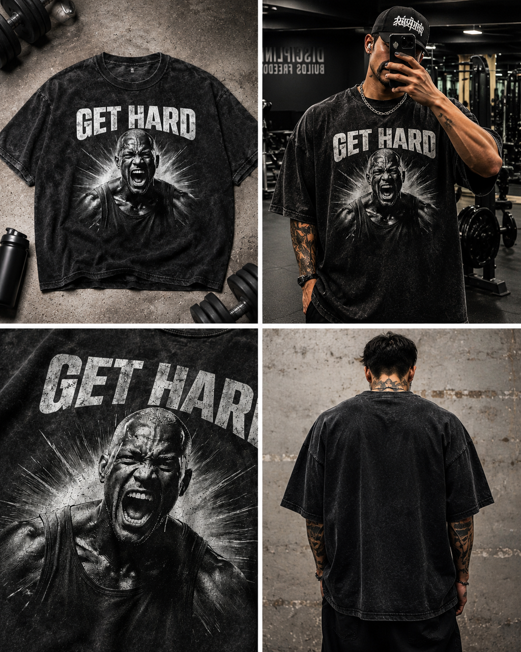 david goginsGet Hard Oversized Acid Wash Tee