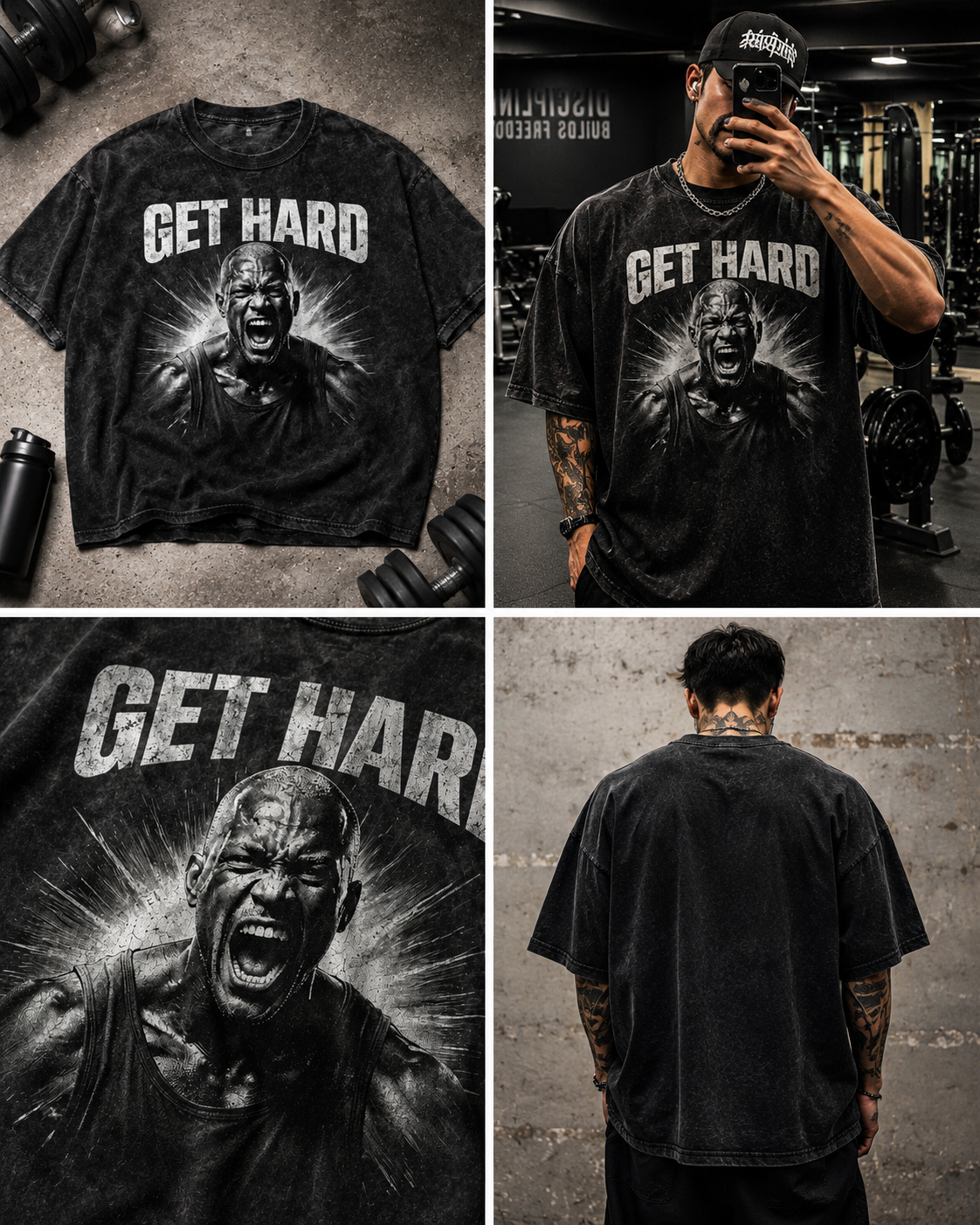 david goginsGet Hard Oversized Acid Wash Tee
