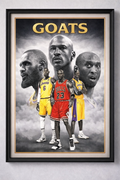 Basketball GOATS – Jordan, Kobe & LeBron Tribute Print