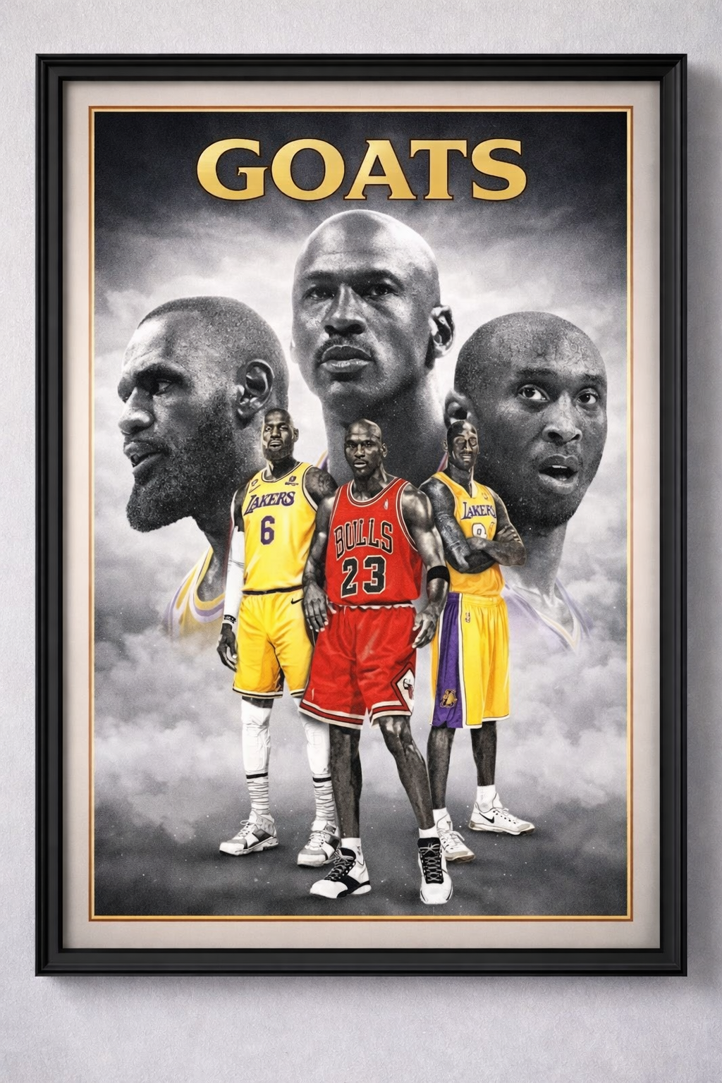 Basketball GOATS – Jordan, Kobe & LeBron Tribute Print