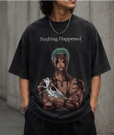 zoro Nothing Happened Oversized Acid Wash Tee