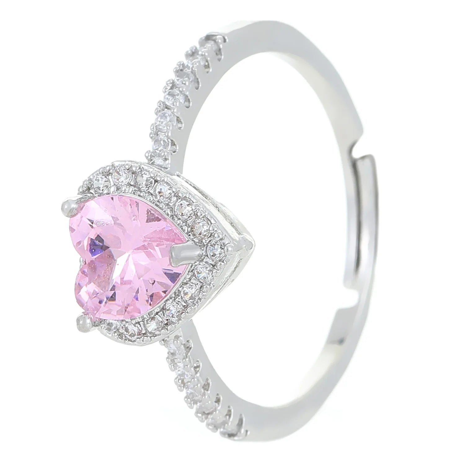 Colorful Hearts Crystal Ring Full of Zircon Opening Adjustable Finger Ring