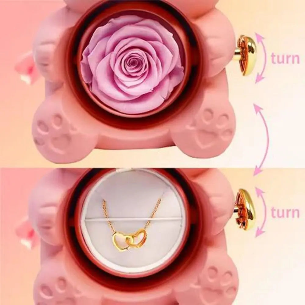 Cute Rose Bear Gifts Box with Rose Jewelry Display