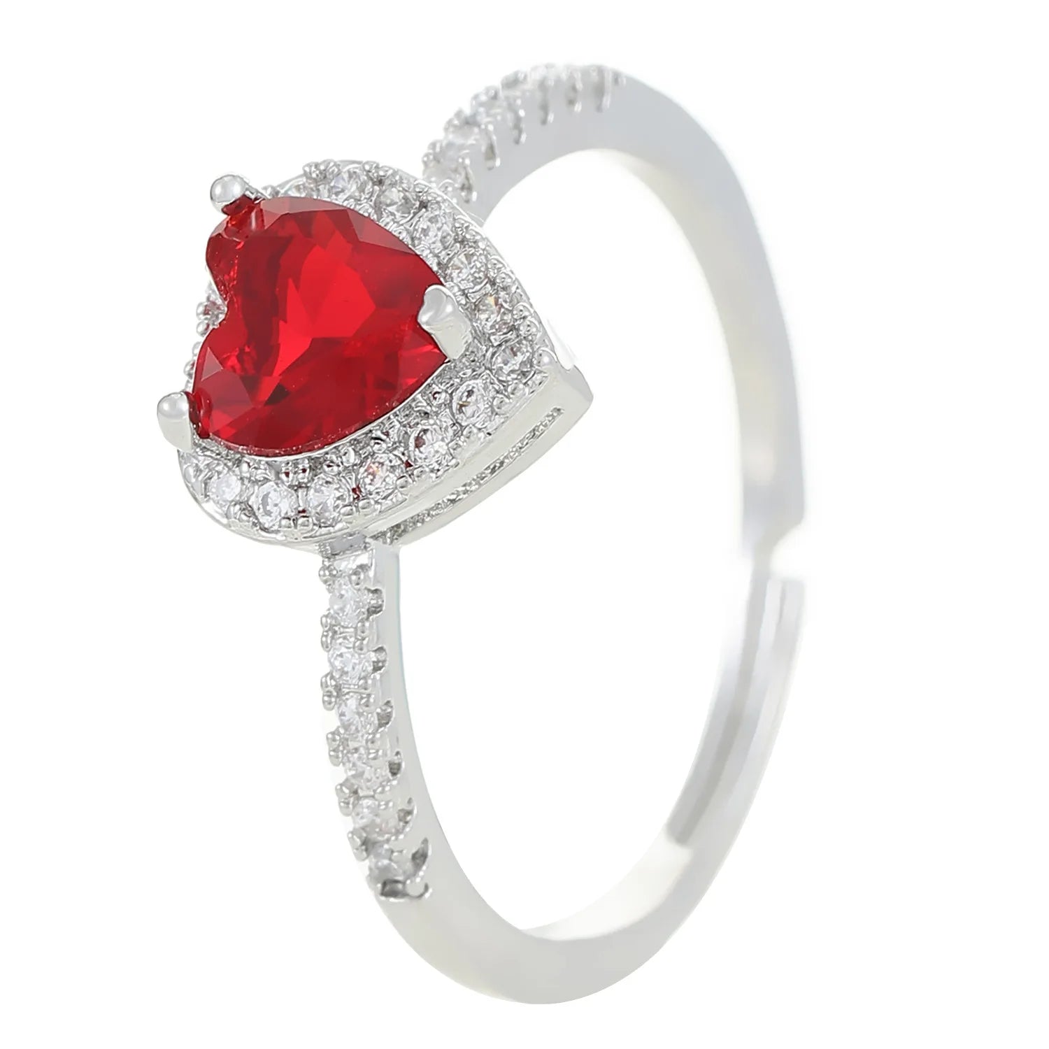 Colorful Hearts Crystal Ring Full of Zircon Opening Adjustable Finger Ring