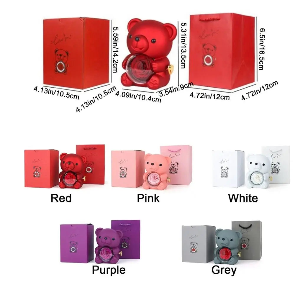 Cute Rose Bear Gifts Box with Rose Jewelry Display