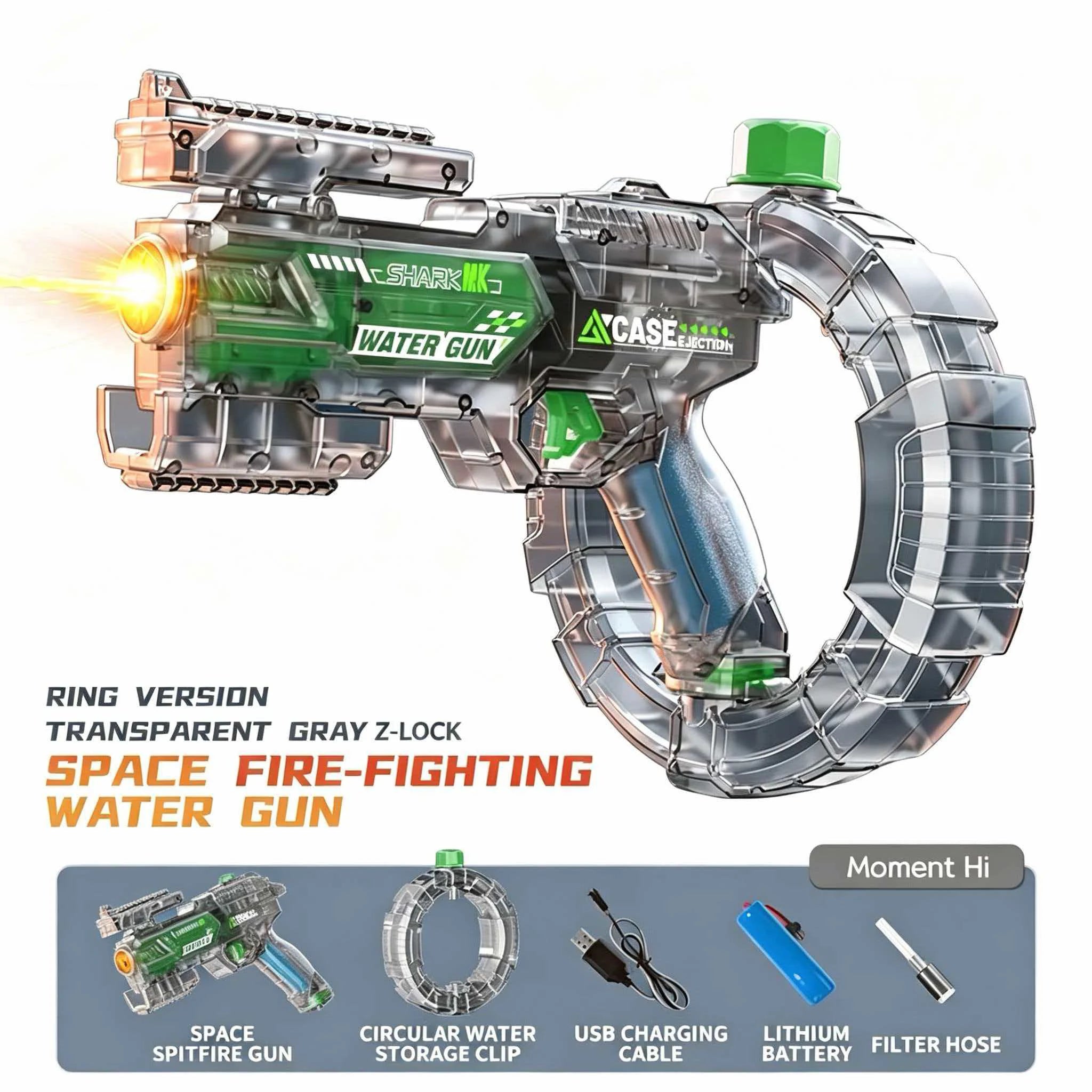 Simulated Firing and Recoil Electric Water Gun Toys Children Automatic Sensor Lights Water Pistol