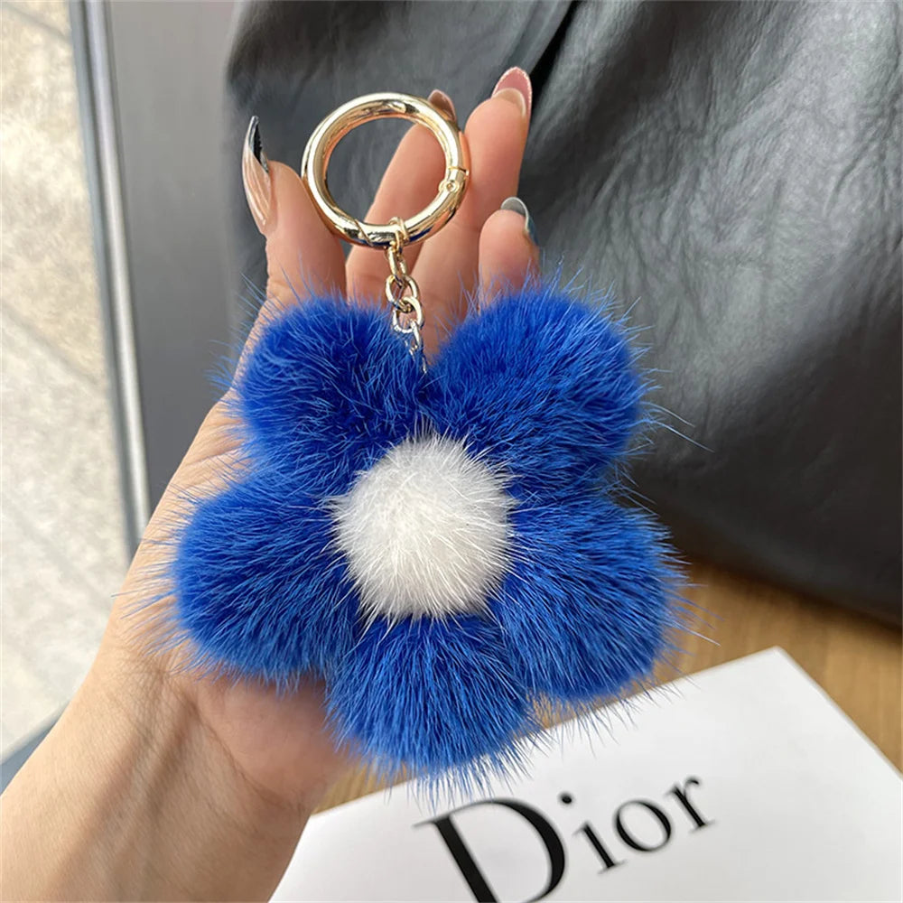 Dior Mink Fur Sunflower keychain