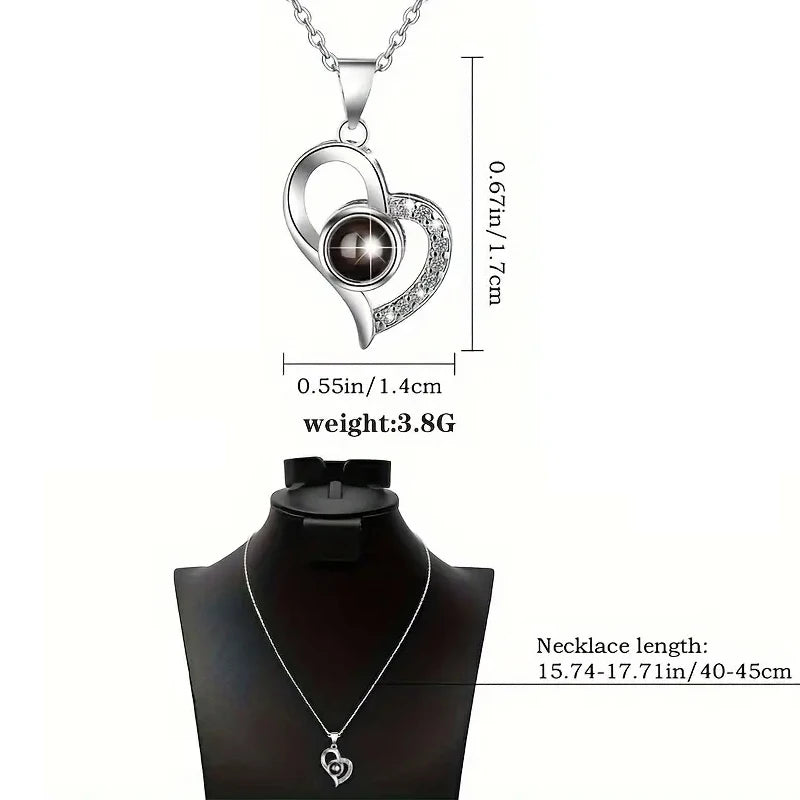 elegant Heart-Shaped Red Rose Necklace with Gift Box -