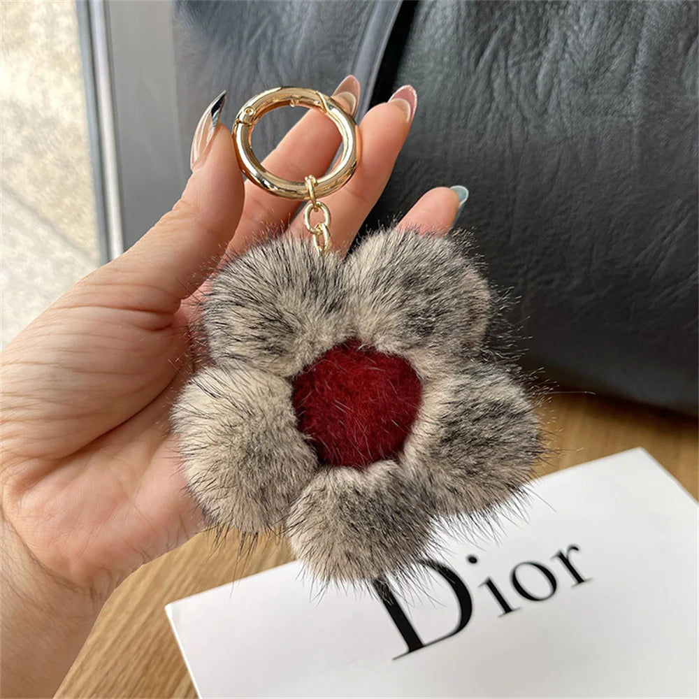 Dior Mink Fur Sunflower keychain