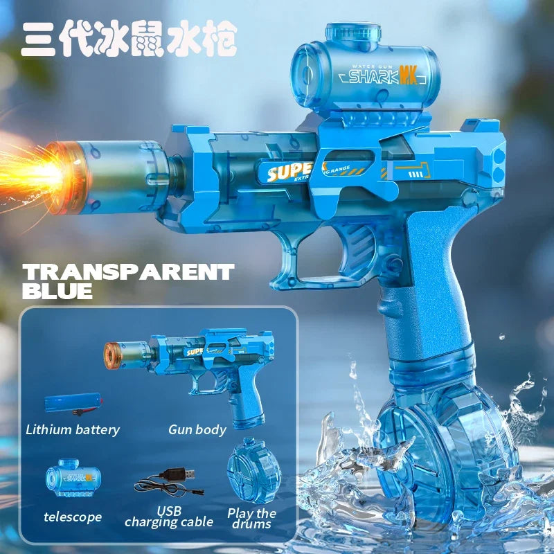 Simulated Firing and Recoil Electric Water Gun Toys Children Automatic Sensor Lights Water Pistol